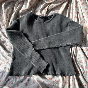 ASOS Gray Ribbed Long Sleeve Top
